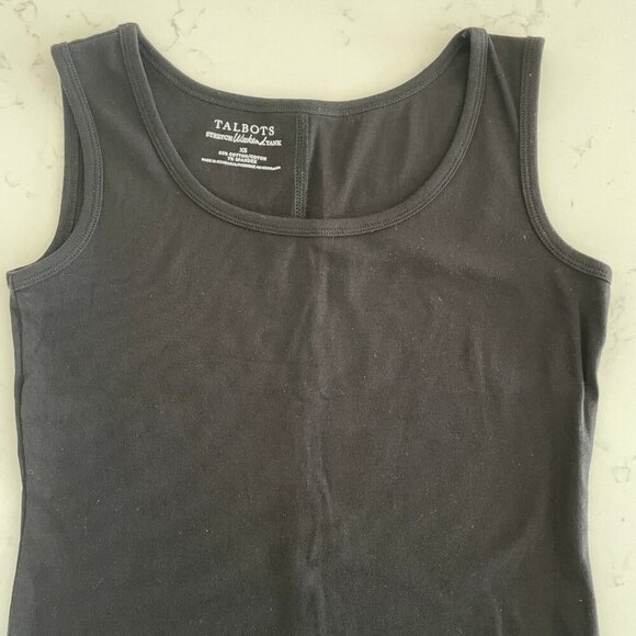 Talbots Stretch Weekend Tank Top Cotton Spandex Blend Neutral Black Sz XS - Picture 2 of 8
